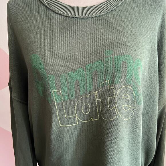 Offline by Aerie Green Graphic Sweatshirt Pullover Cozy Loungewear Medium - Picture 2 of 12